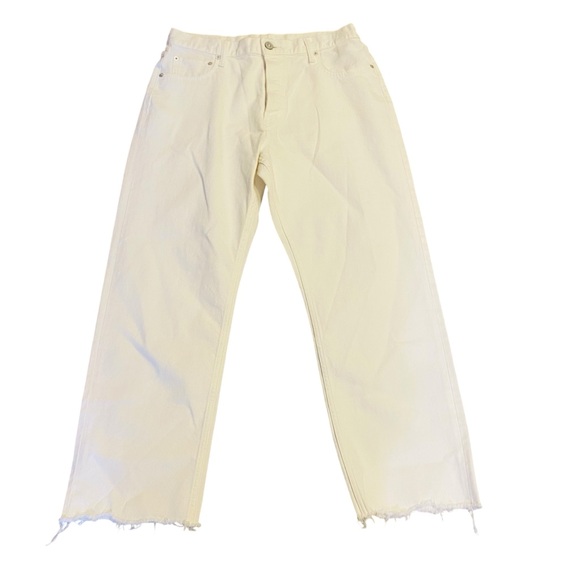 Moussy Vintage Aurora Wide Straight Jean White Raw Hem - Picture 8 of 15